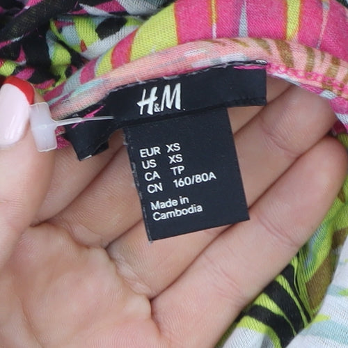 H&M Women's Multicoloured Tropical Tunic Blouse XS