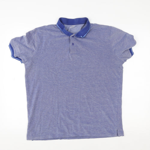 Dunnes Stores Men's Blue Cotton Blend Polo Shirt Size L