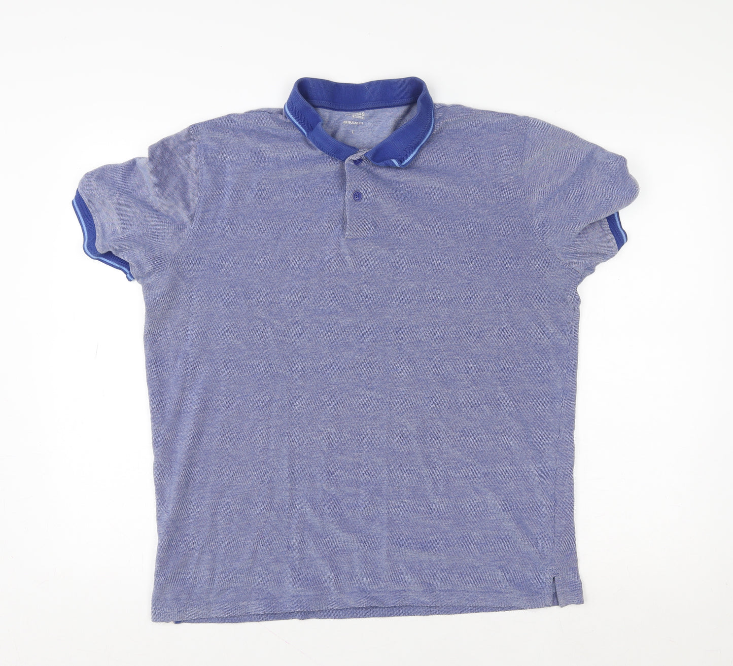 Dunnes Stores Men's Blue Cotton Blend Polo Shirt Size L