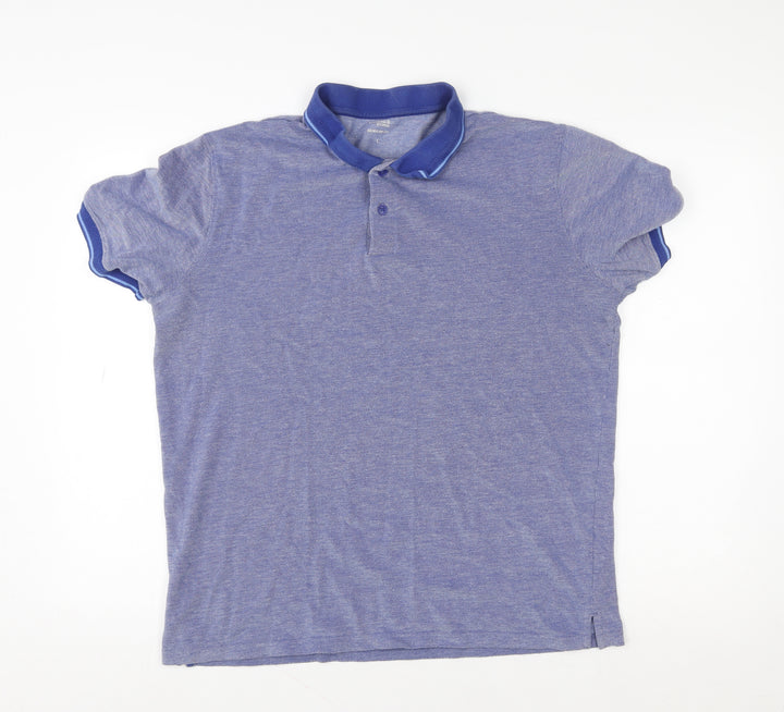 Dunnes Stores Men's Blue Cotton Blend Polo Shirt Size L