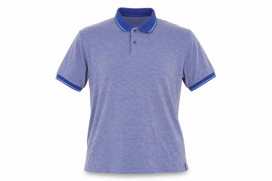 Front view of Dunnes Men's Blue Cotton Blend Polo Shirt, size L