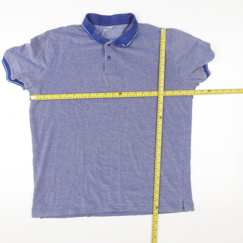 Dunnes Stores Men's Blue Cotton Blend Polo Shirt Size L