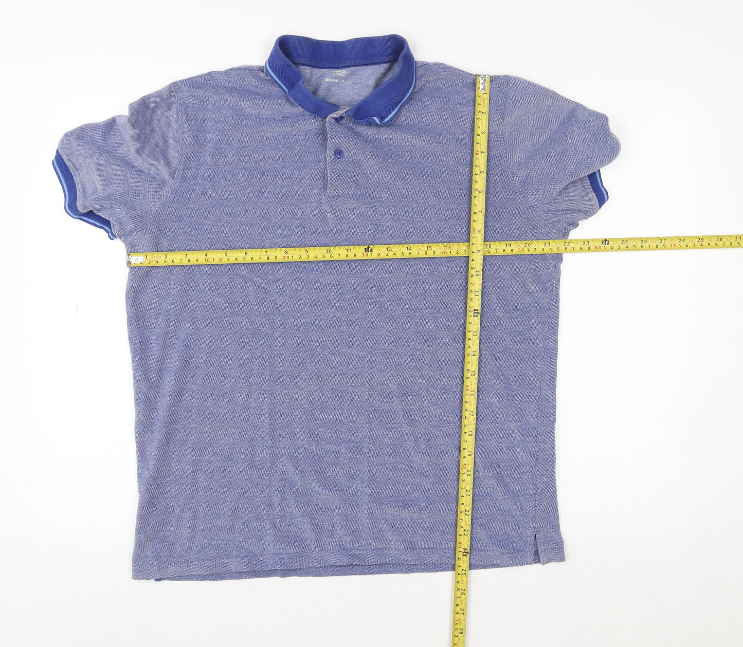 Dunnes Stores Men's Blue Cotton Blend Polo Shirt Size L