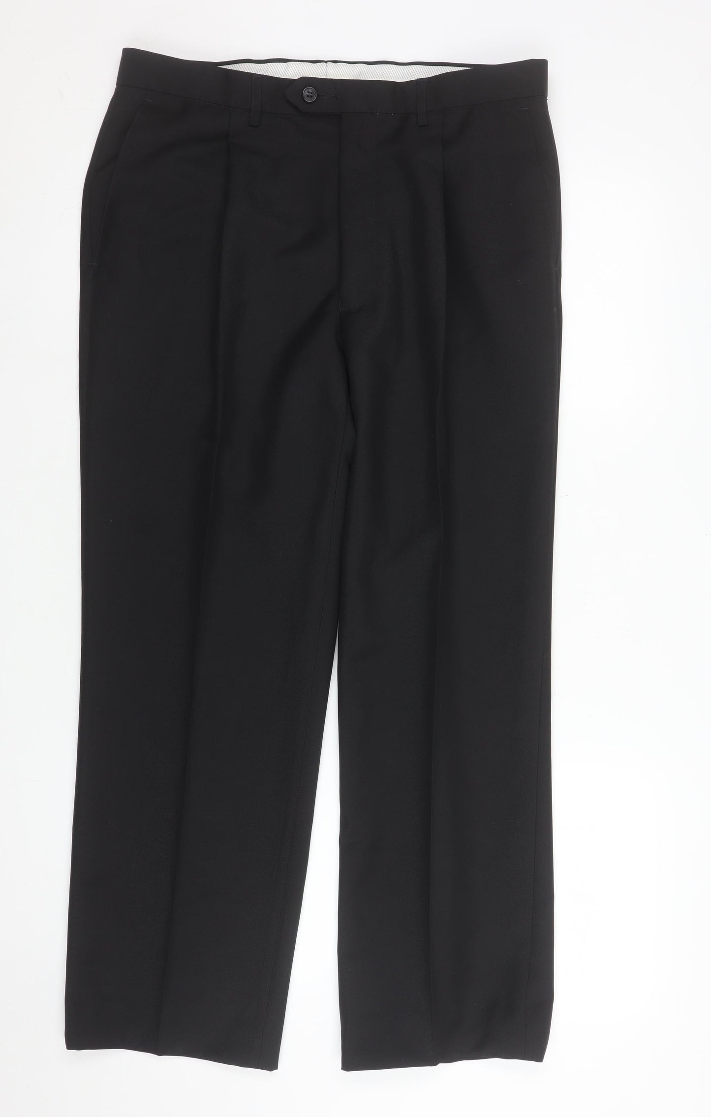 Marks and Spencer Men’s Black 34W 31L Pleated Dress Pants Trousers
