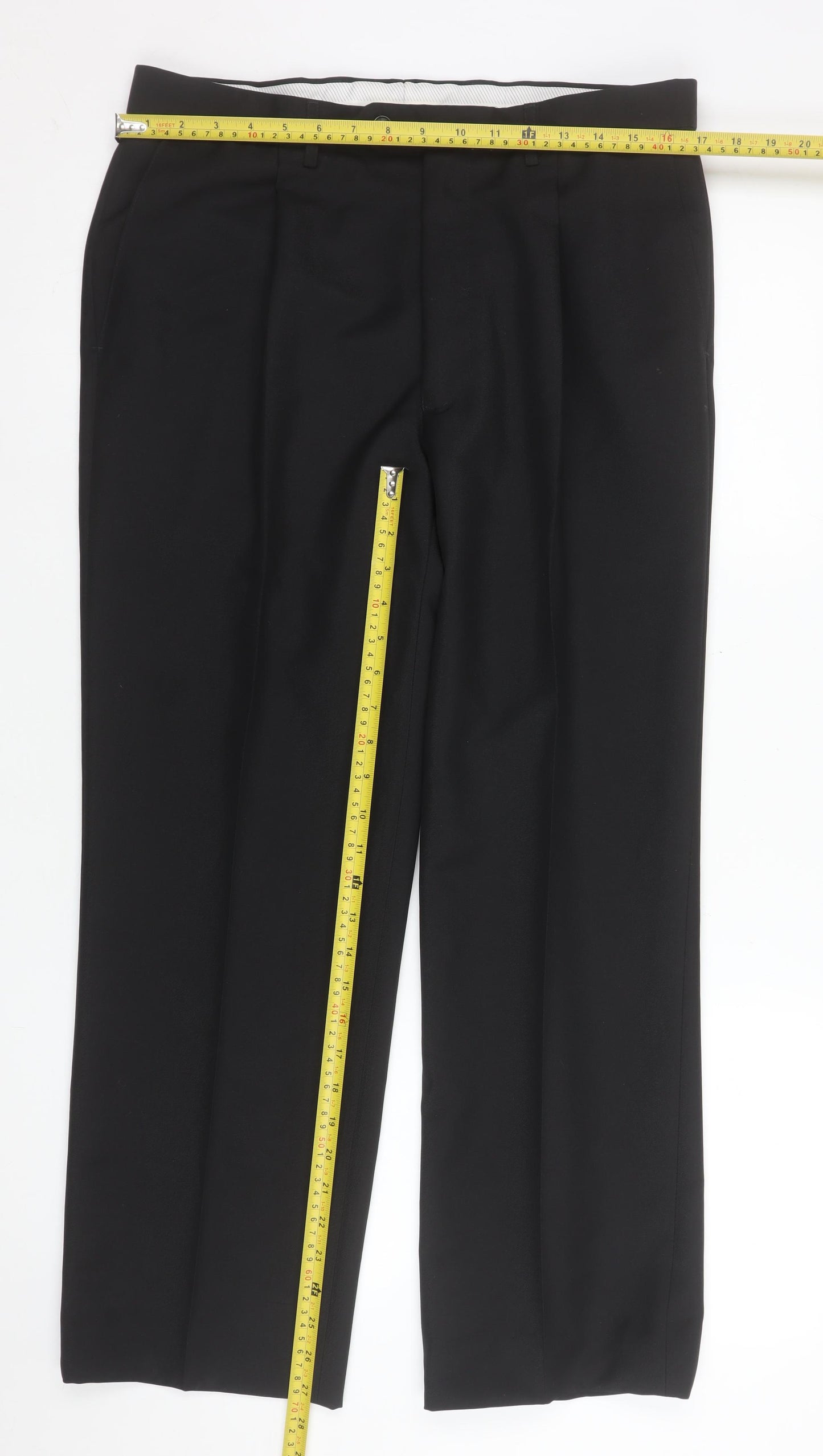 Marks and Spencer Men’s Black 34W 31L Pleated Dress Pants Trousers