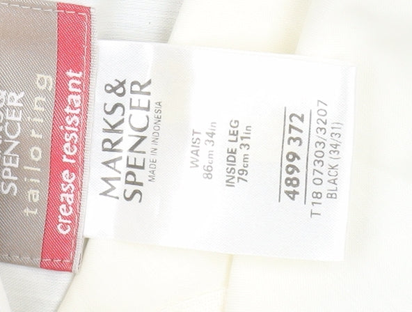 Marks and Spencer Men’s Black 34W 31L Pleated Dress Pants Trousers