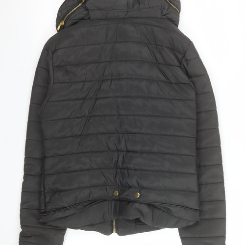 Rising Womens Black S Puffer Jacket Hooded Quilted Winter Coat