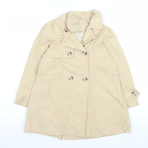 Zara Girls Beige Trench Coat 6 Years Double-Breasted Mid-Length Jacket