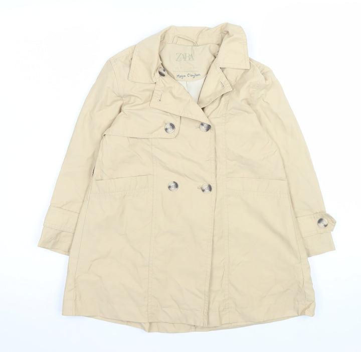 Zara Girls Beige Trench Coat 6 Years Double-Breasted Mid-Length Jacket