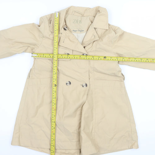 Zara Girls Beige Trench Coat 6 Years Double-Breasted Mid-Length Jacket