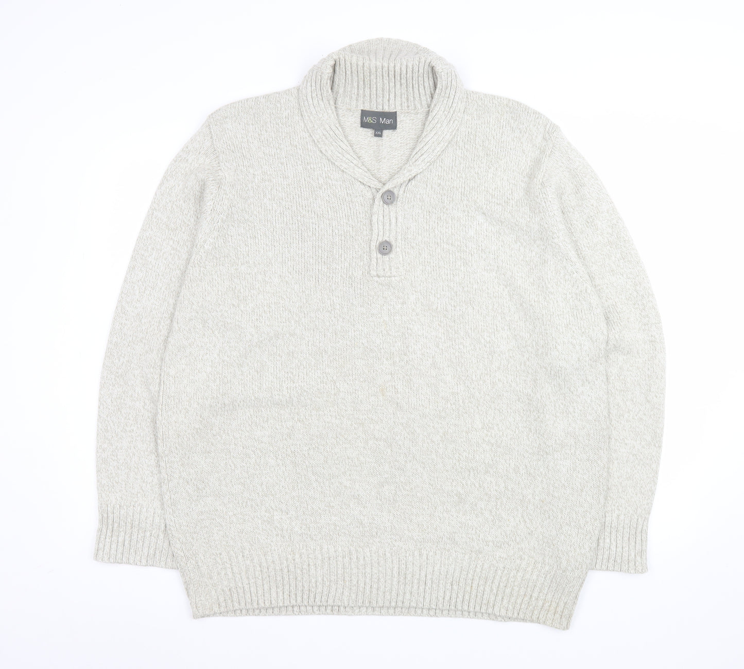 Marks and Spencer Men’s Ivory 2XL Acrylic Henley Jumper