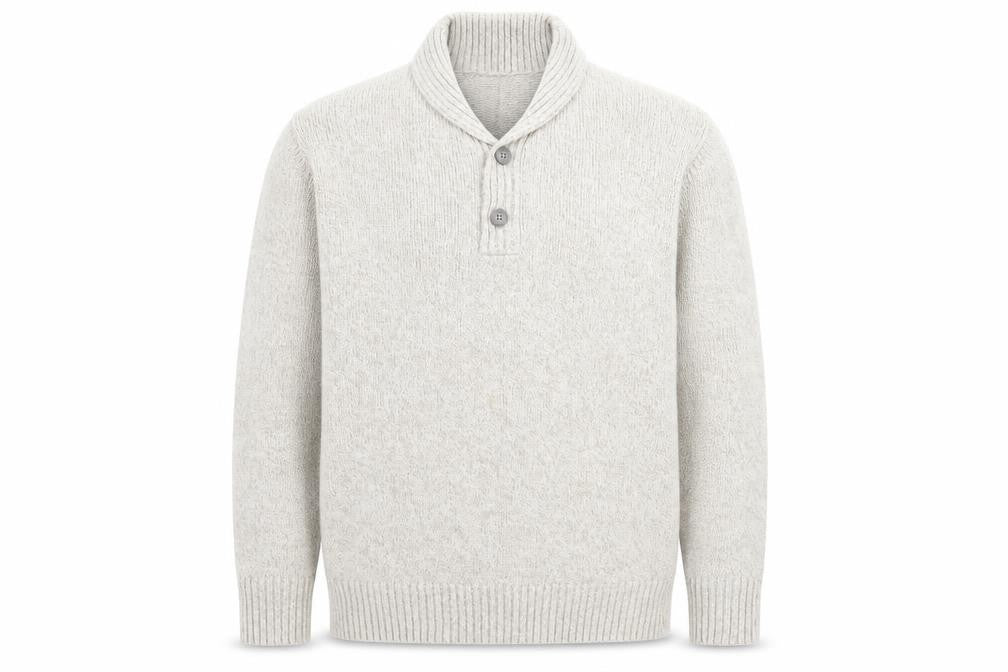 Front view of Marks & Spencer Men’s Ivory 2XL Acrylic Henley Jumper