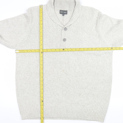 Marks and Spencer Men’s Ivory 2XL Acrylic Henley Jumper