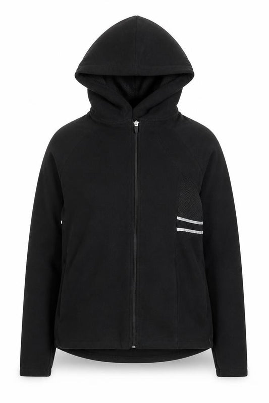 Front view of Next Women's Black Hooded Track Jacket, size 12, Regular Fit