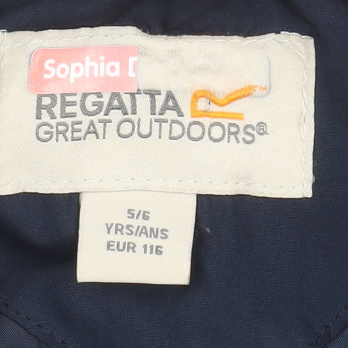 Regatta Girls Blue Quilted Mid-Length Jacket 5-6 Years Lined Water Repellent