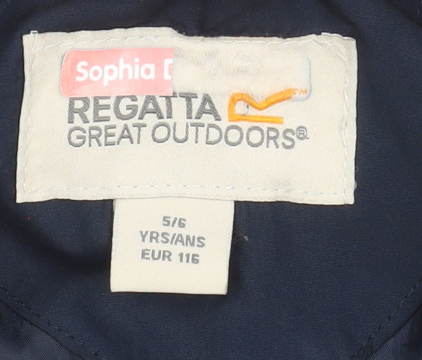 Regatta Girls Blue Quilted Mid-Length Jacket 5-6 Years Lined Water Repellent