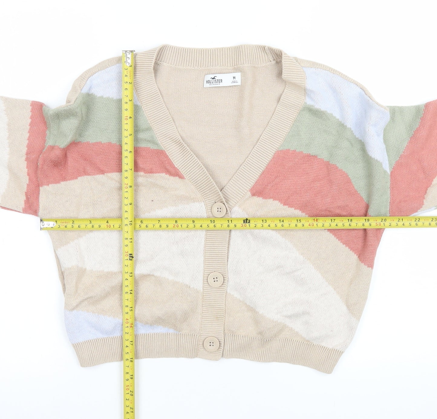 Hollister Womens Multicoloured Knit V-Neck Button Cardigan M