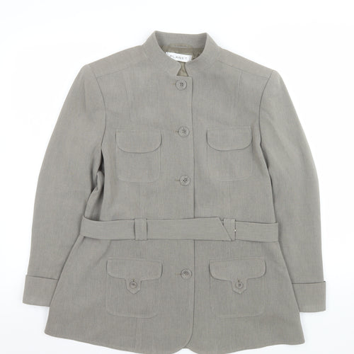 Planet Women's Grey Belted Military Style Blazer Jacket Size 14