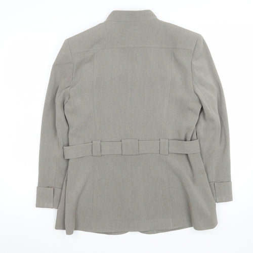 Planet Women's Grey Belted Military Style Blazer Jacket Size 14