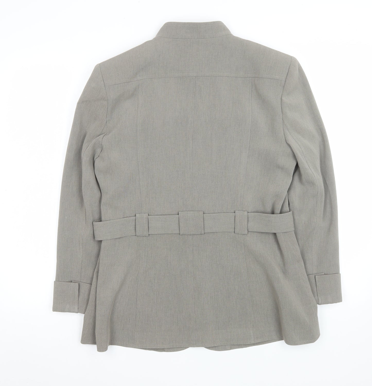 Planet Women's Grey Belted Military Style Blazer Jacket Size 14