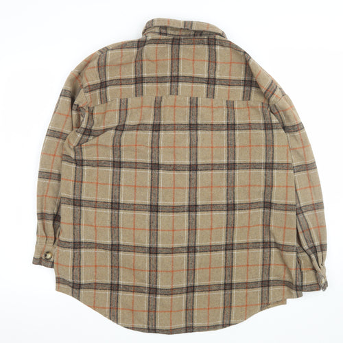 Missguided Unisex Adults Beige Check Flannel Shirt Jacket Size M