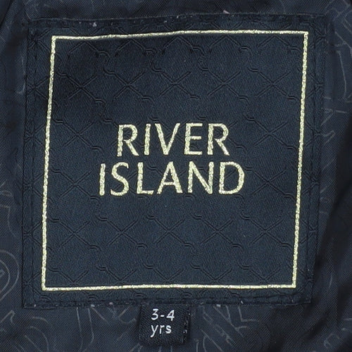 River Island Girls Black Quilted Faux Fur Hooded Puffer Jacket 3-4 Years