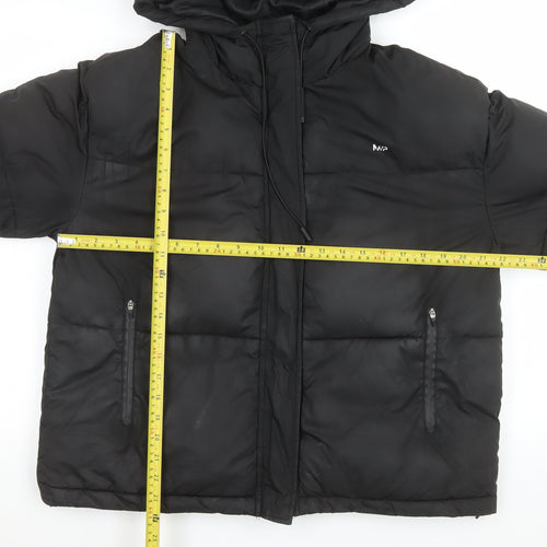 MP Women's Black Hooded Puffer Jacket M Short Zip Winter Coat