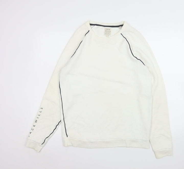 Jack Wills Men’s White Crew Neck Pullover Sweatshirt Size S
