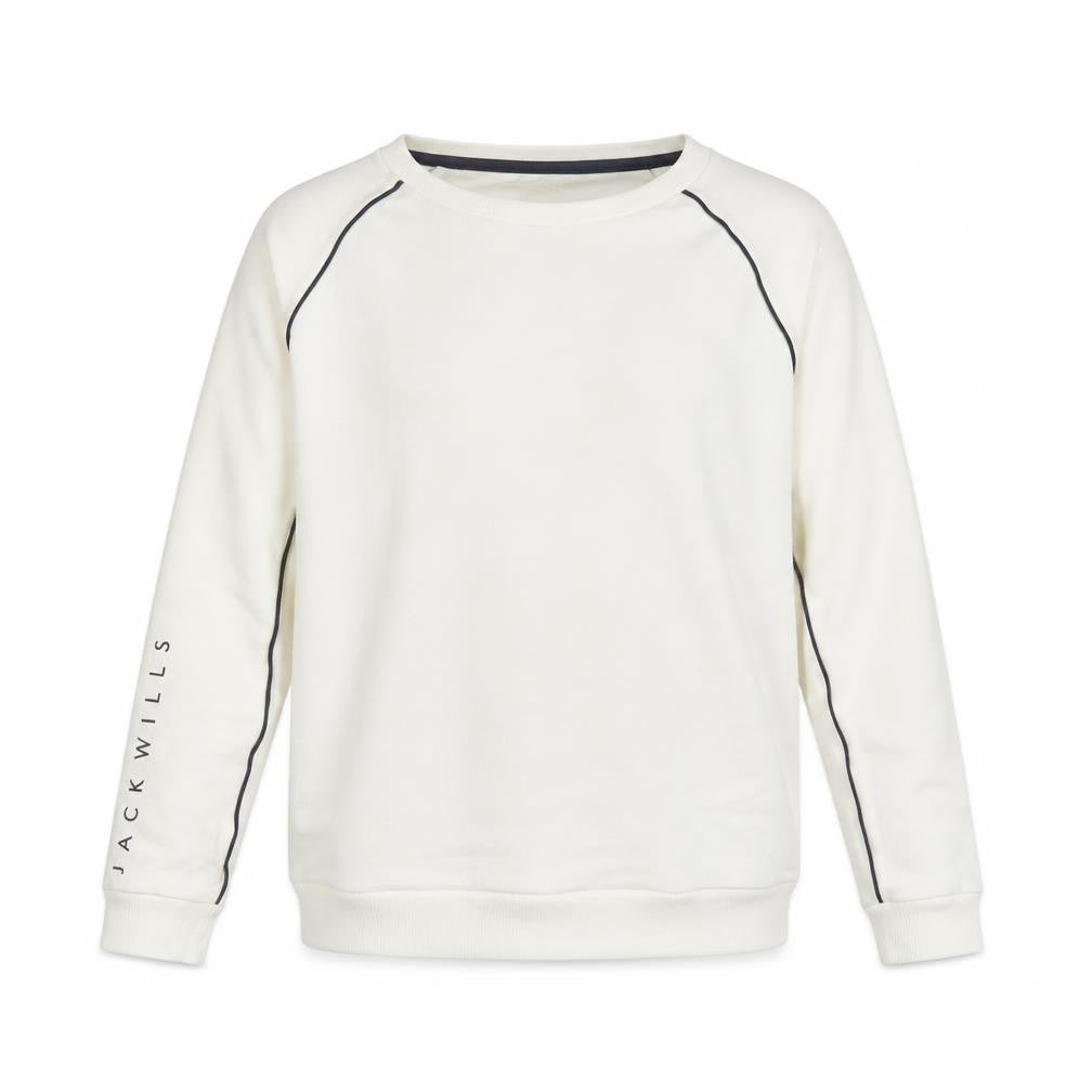 Front view of Jack Wills Men’s White Crew Neck Pullover Sweatshirt, size S
