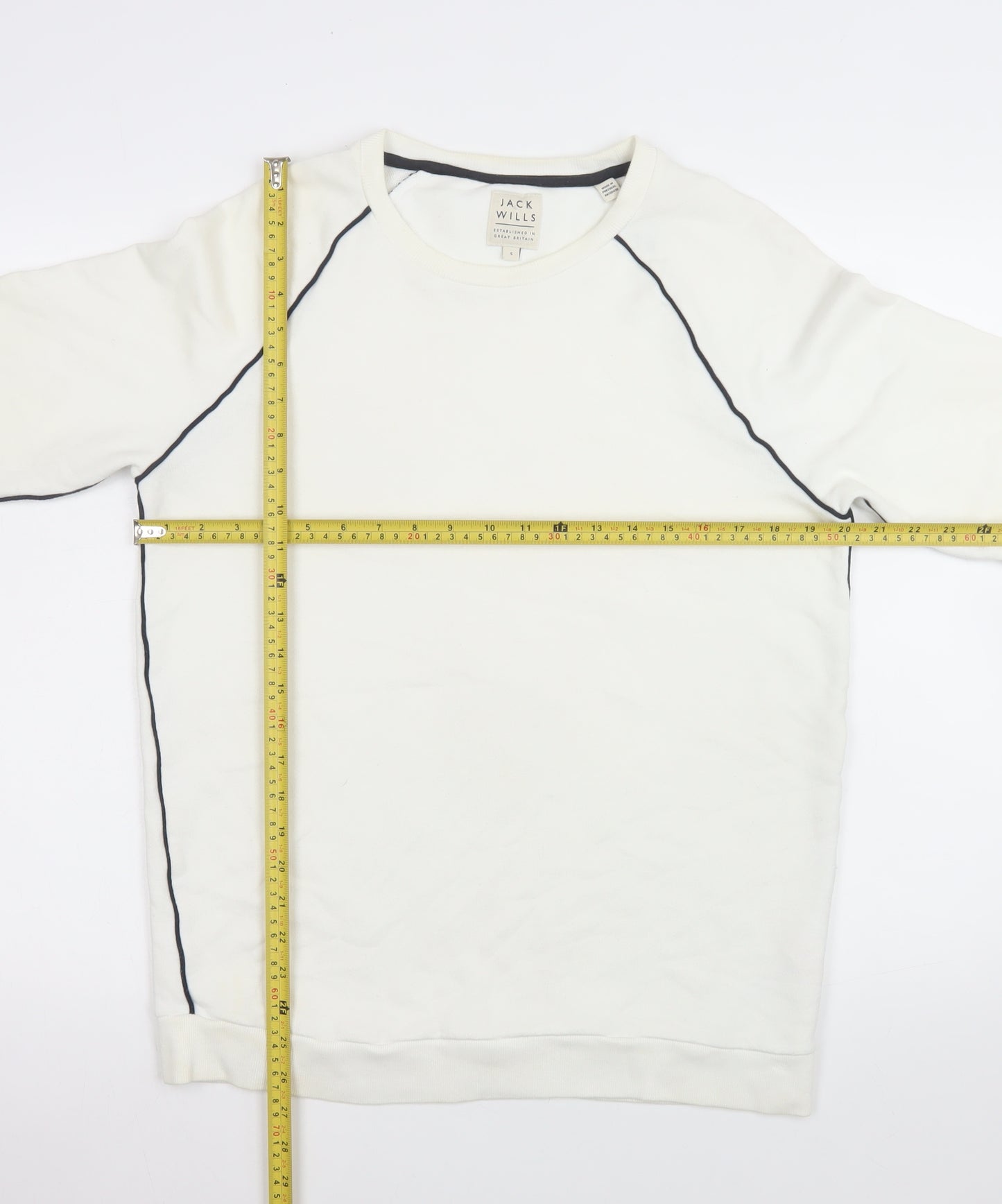 Jack Wills Men’s White Crew Neck Pullover Sweatshirt Size S