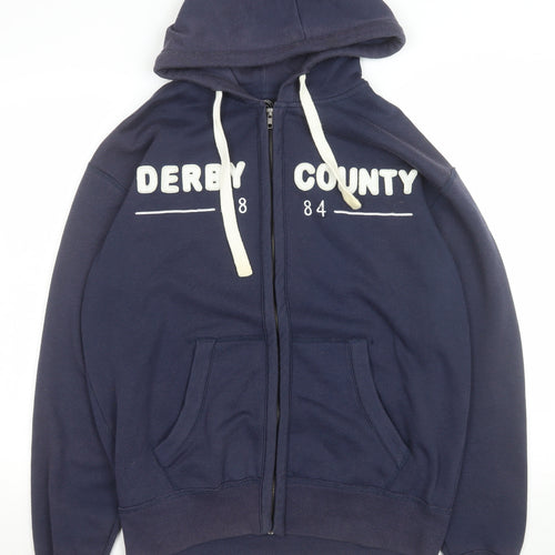 Derby County FC Men's Blue Hooded Full Zip Jacket Size M