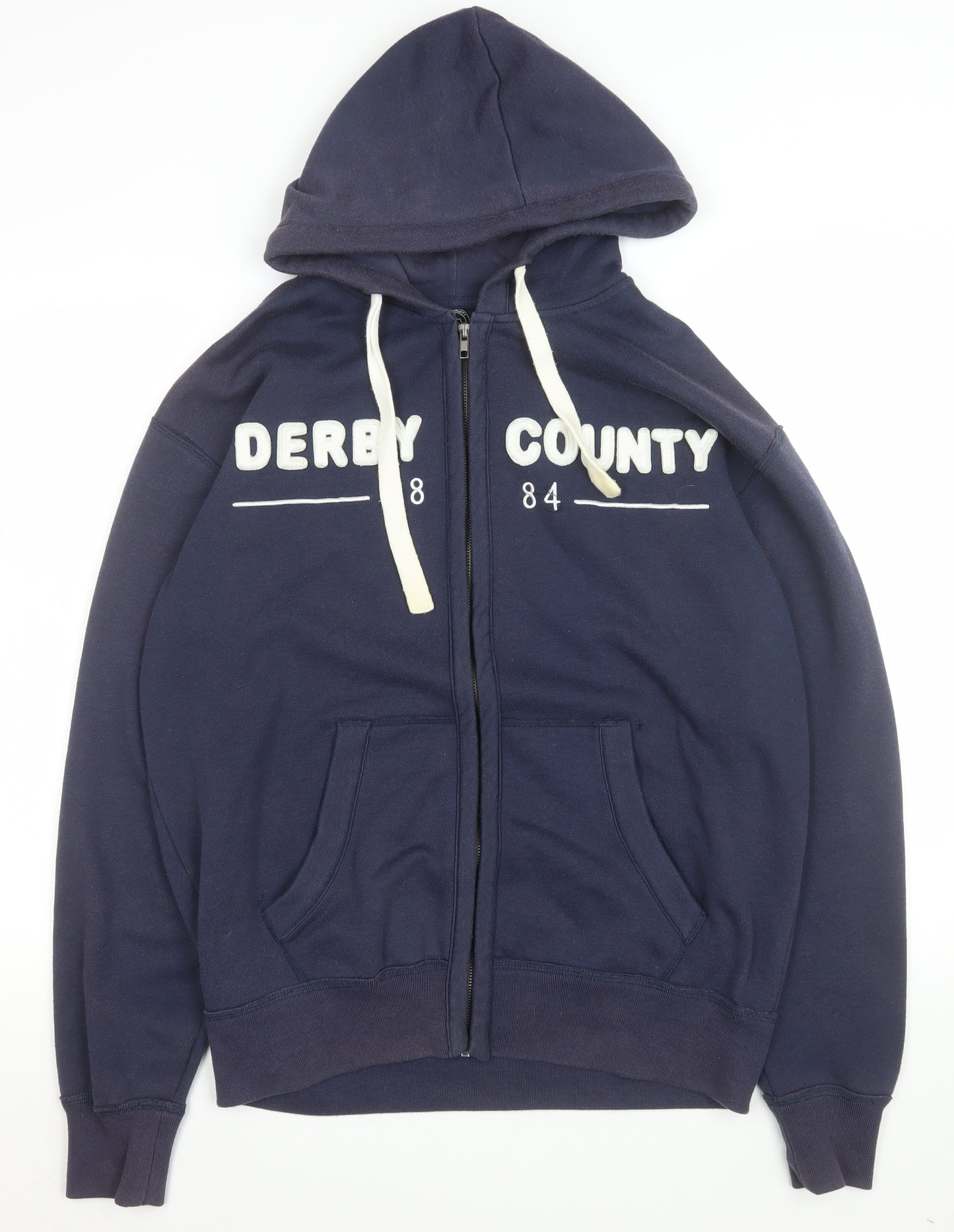 Derby County FC Men's Blue Hooded Full Zip Jacket Size M