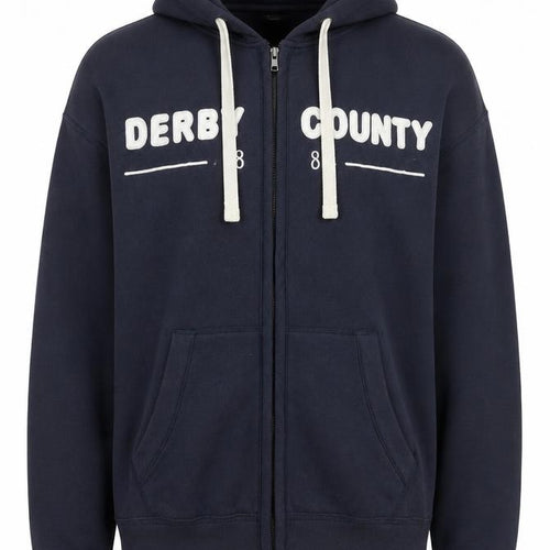 Derby County FC Men's Blue Hooded Full Zip Jacket Size M