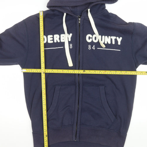 Derby County FC Men's Blue Hooded Full Zip Jacket Size M