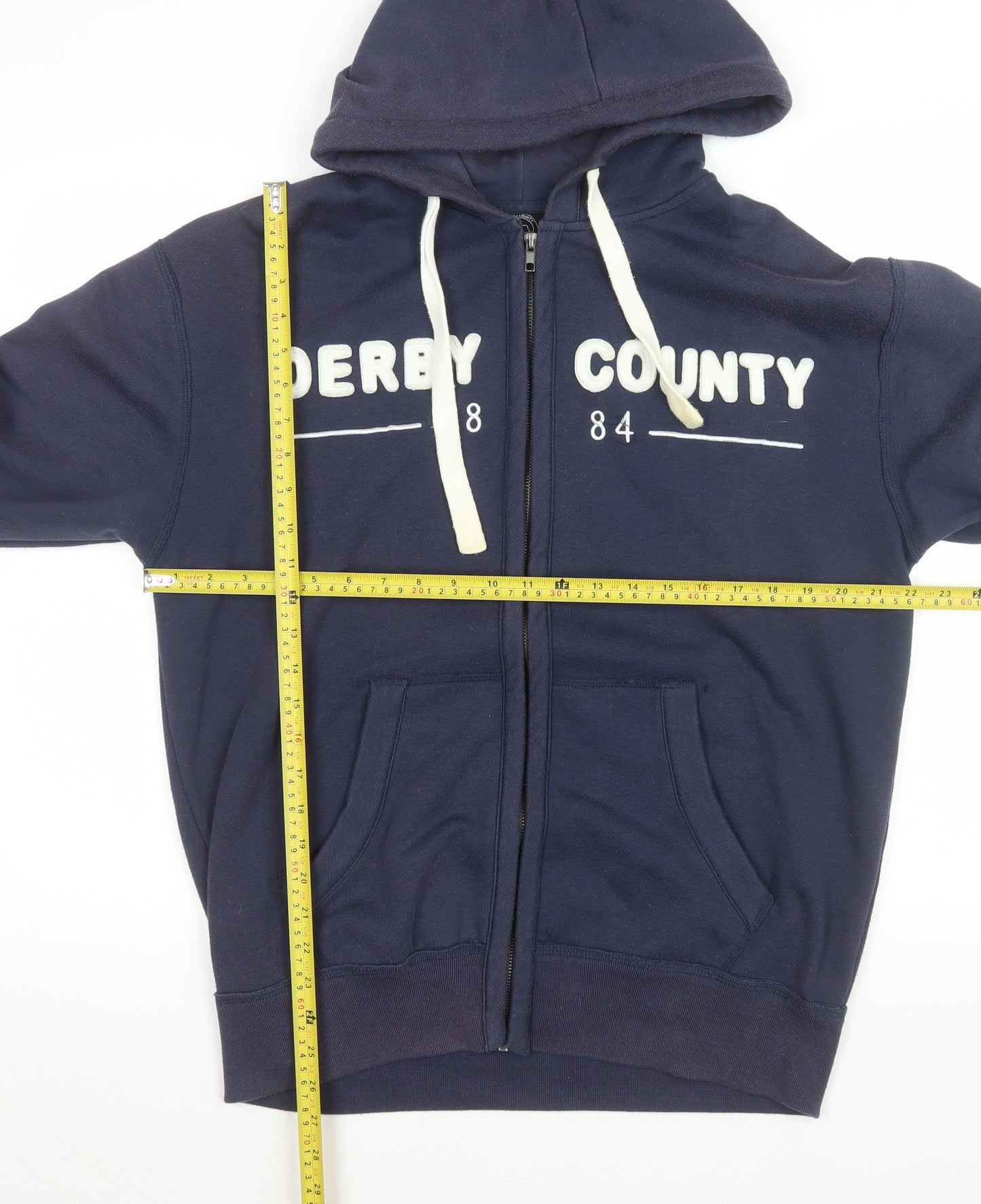 Derby County FC Men's Blue Hooded Full Zip Jacket Size M