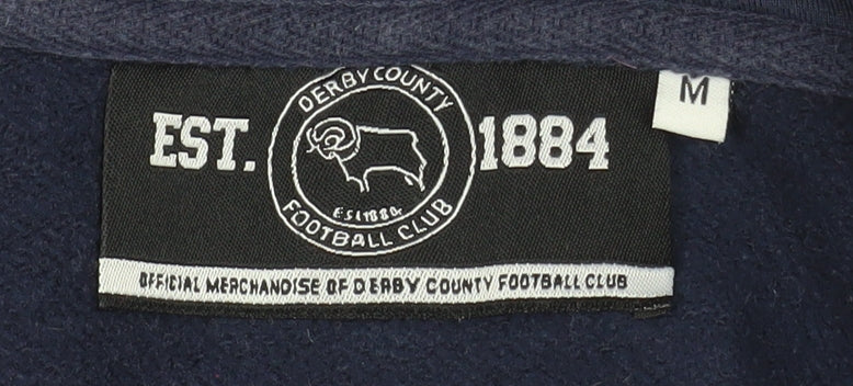 Derby County FC Men's Blue Hooded Full Zip Jacket Size M