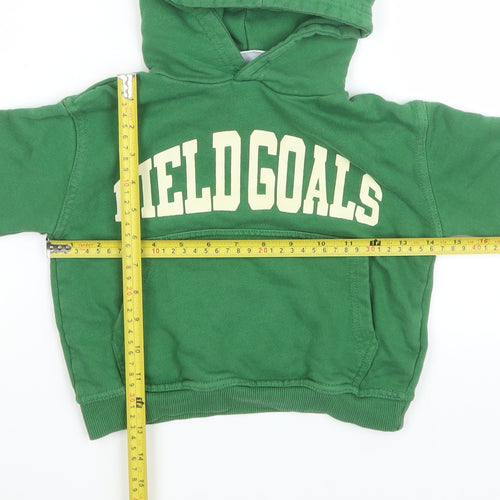 Zara Boys Green Field Goals Pullover Hoodie 3 Years Cotton Sweatshirt