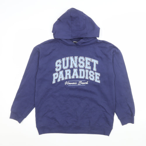 Matalan Girls Blue 12 Years Pullover Hoodie Sunset Paradise Graphic