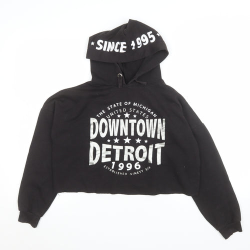 915 Generation Girls Black Downtown Detroit Cropped Hoodie Age 12-13 Pullover
