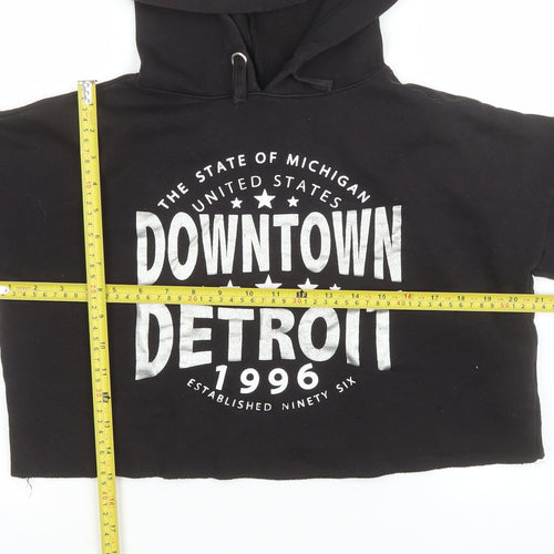 915 Generation Girls Black Downtown Detroit Cropped Hoodie Age 12-13 Pullover