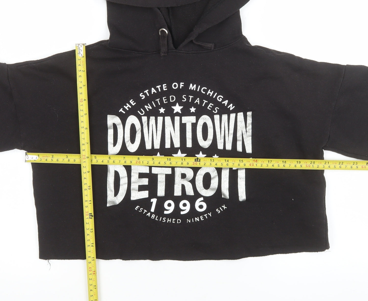 915 Generation Girls Black Downtown Detroit Cropped Hoodie Age 12-13 Pullover