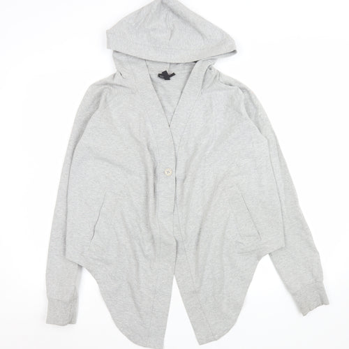 Topshop Women Grey S Coatigan Hooded Jersey Casual Jacket