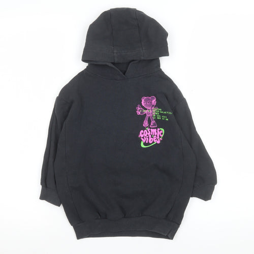 Next Girls Black Cosmic Vibes Pullover Hoodie 4 Years Cotton Blend