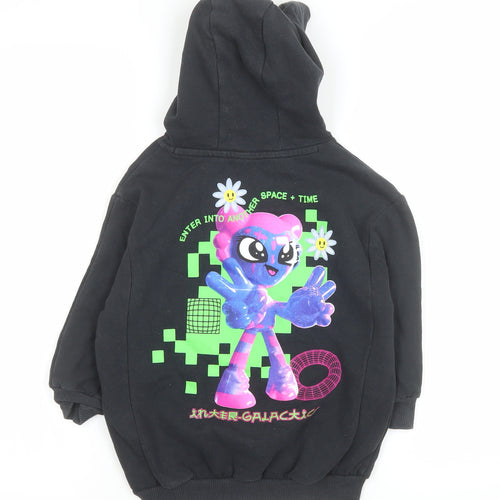 Next Girls Black Cosmic Vibes Pullover Hoodie 4 Years Cotton Blend