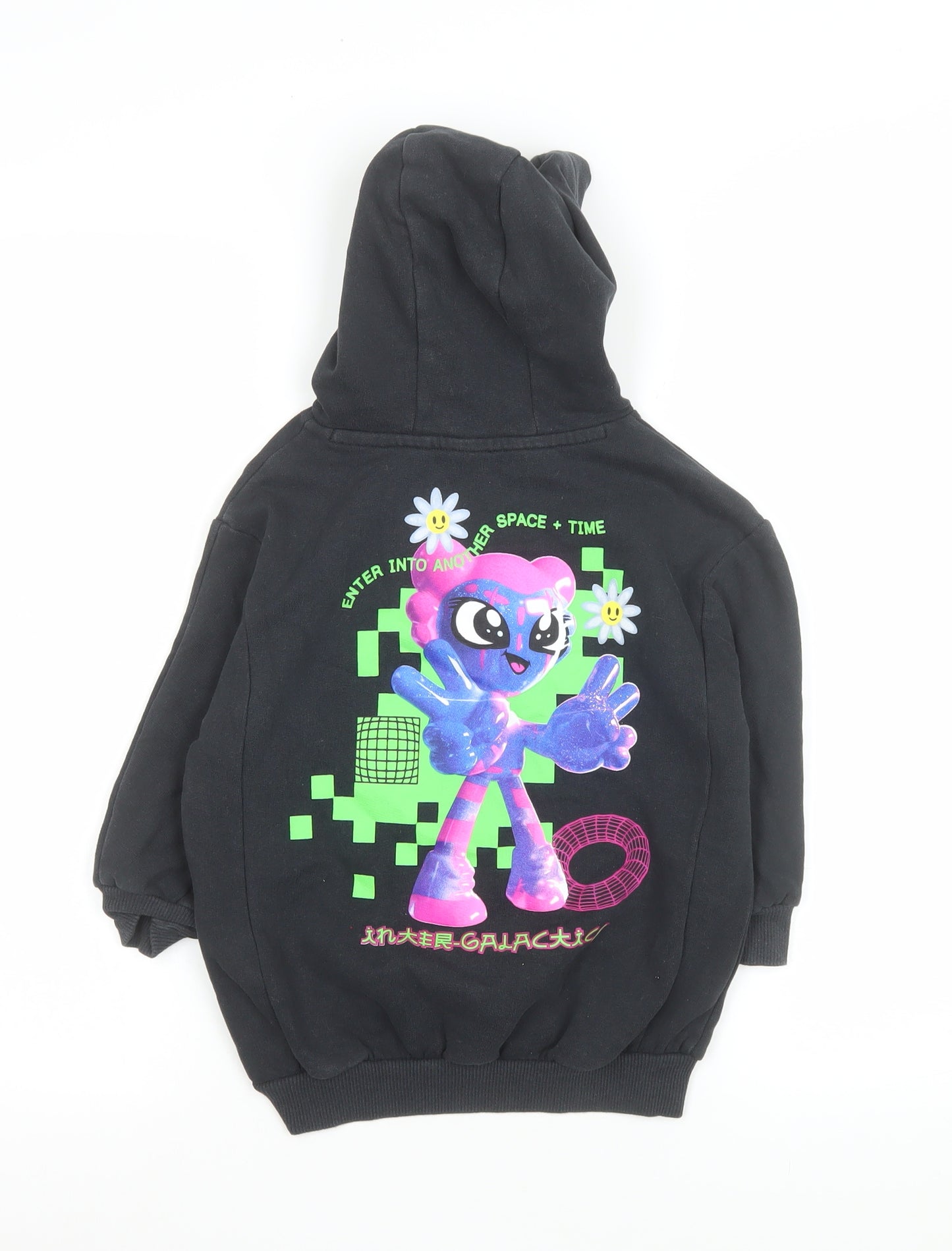 Next Girls Black Cosmic Vibes Pullover Hoodie 4 Years Cotton Blend