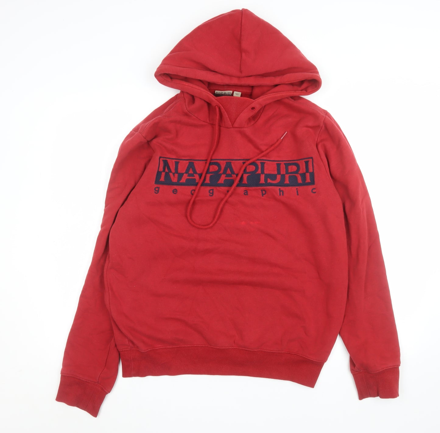 Napapijri Mens Red Cotton Blend Pullover Hoodie M Graphic Print