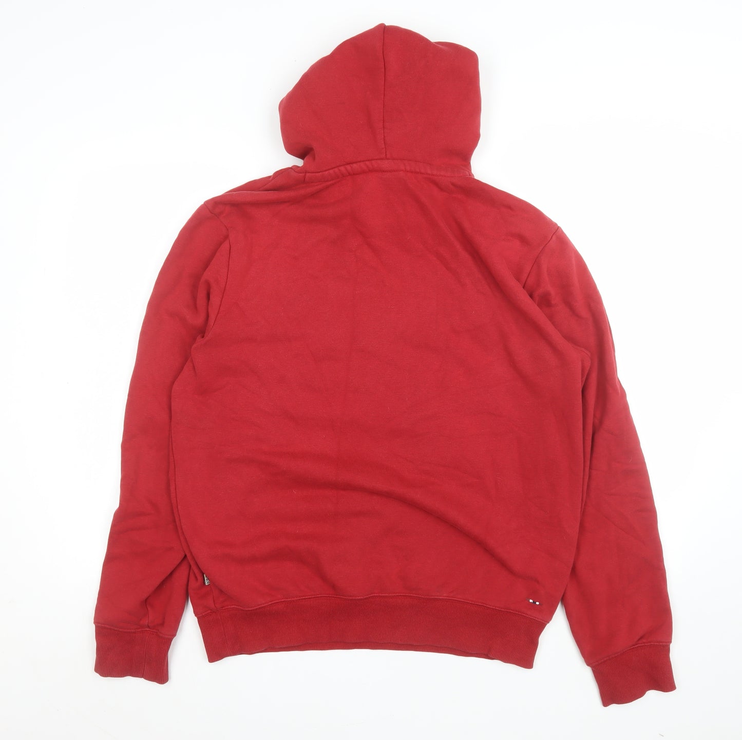 Napapijri Mens Red Cotton Blend Pullover Hoodie M Graphic Print