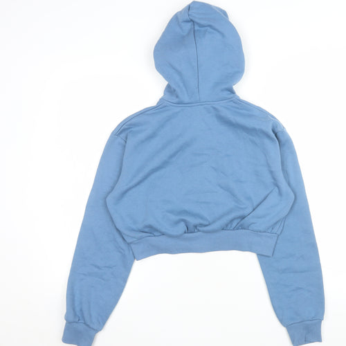 H&M Divided Women Blue Cropped Hooded Zip Jacket Size S
