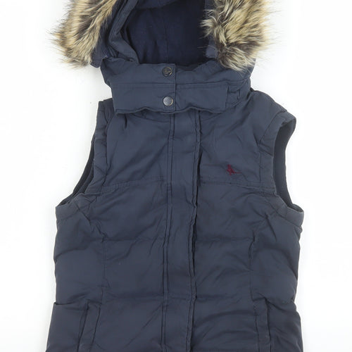 Jack Wills Women's Blue Puffer Hooded Waistcoat UK 6