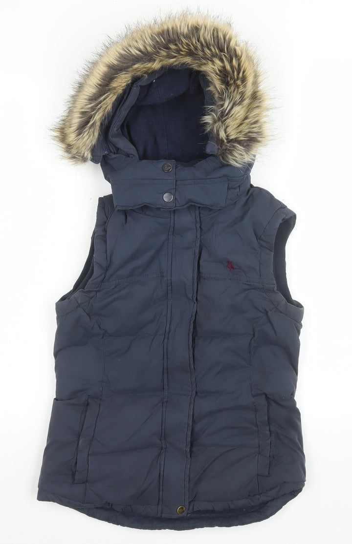Jack Wills Women's Blue Puffer Hooded Waistcoat UK 6